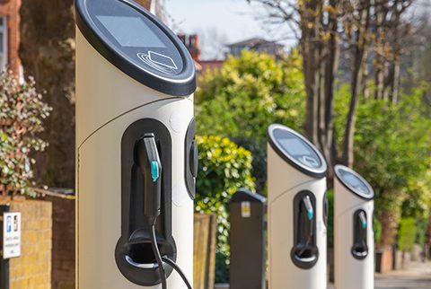 car charging station on a city street